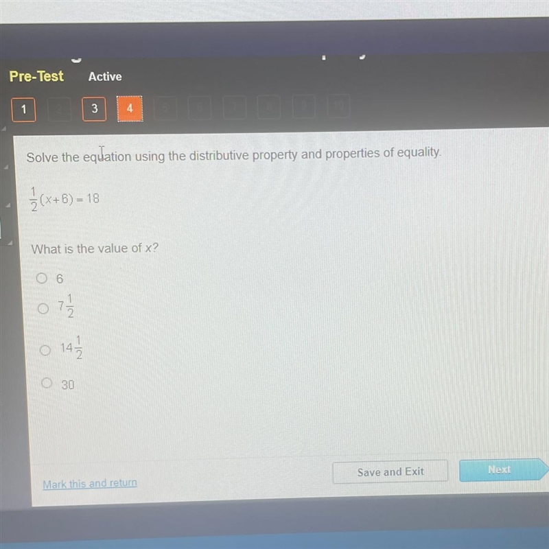 What is the value of x? 1/2(x+6)=18-example-1