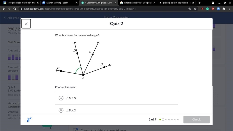 Please help and explain thanks A. EAD B. DAC C. BCA D. CAE-example-1