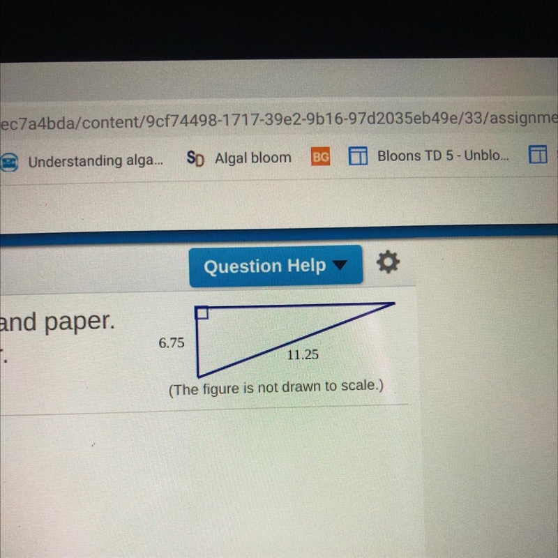 Find the length of the unknown leg of the right triangle.-example-1