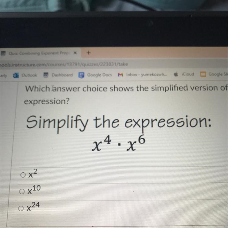 Simplify the expression: x^4 • x^6-example-1