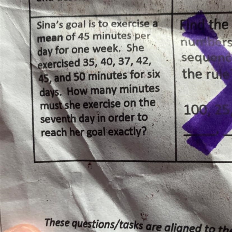 Pls help I’ll give you 35 points Sina's goal is to exercise a mean of 45 minutes per-example-1