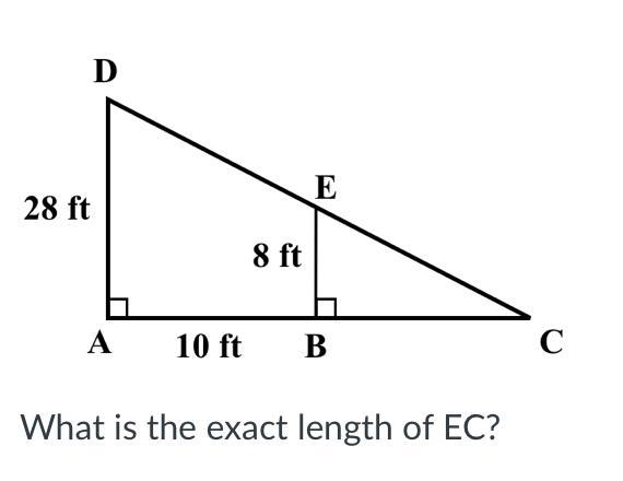 A. 4√29/ 7 feet b. 4√5 feet c.√164 feet d. 2√41-example-1