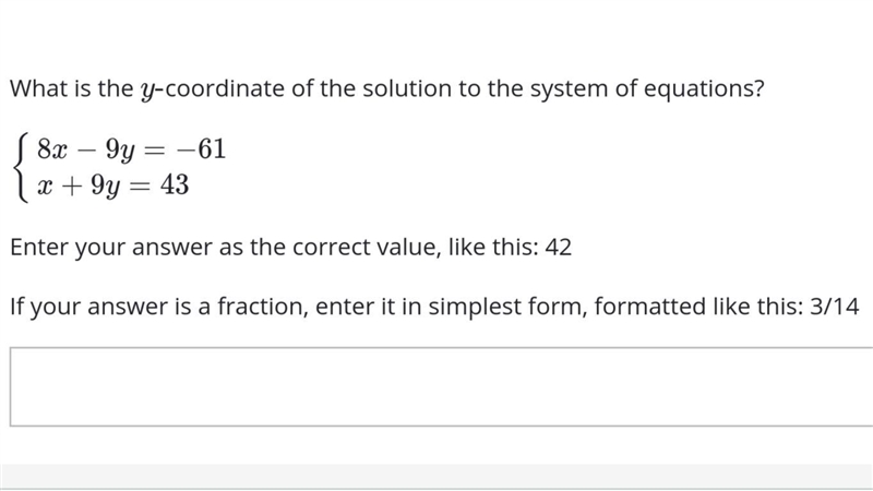 What is the y- coordinate of the solution to the system of equations?-example-1