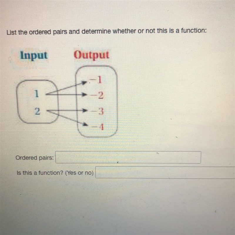 Ordered pair ? Isthis a function yes or no ?-example-1