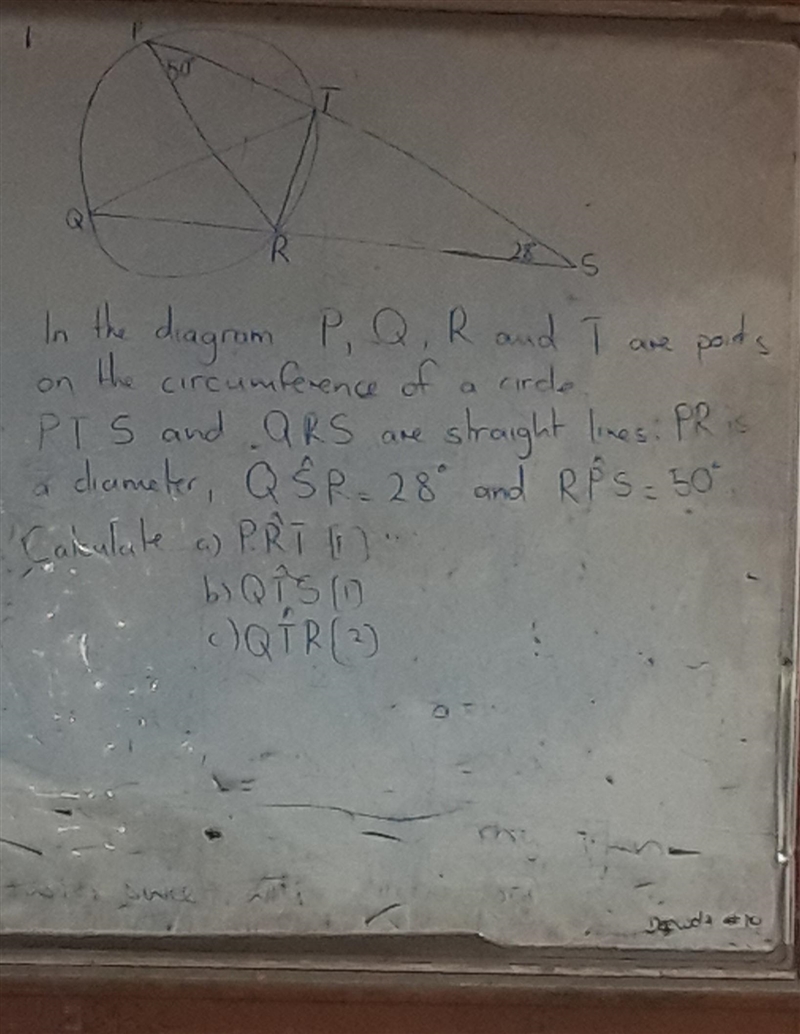 In the diagram PQR and T are points on the circumference of a circle PTS and QRS are-example-1