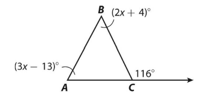 What is the measure of \angle A in the triangle above?-example-1