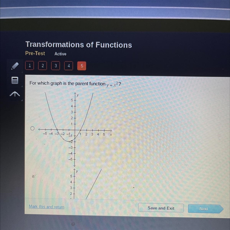 For which graph is the parent function y= x2?-example-1