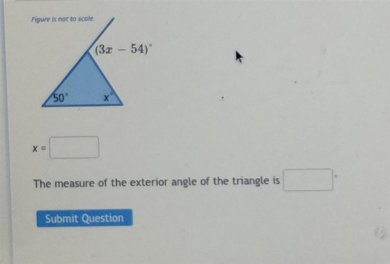 X= The measure of the exterior angle of the triangle is: ​-example-1