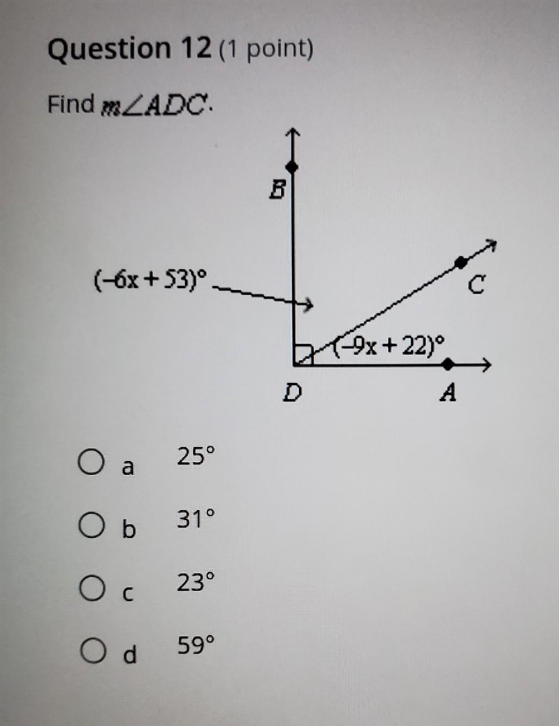 ○a 25° ○b 31° ○c 23° ○d 59°​-example-1