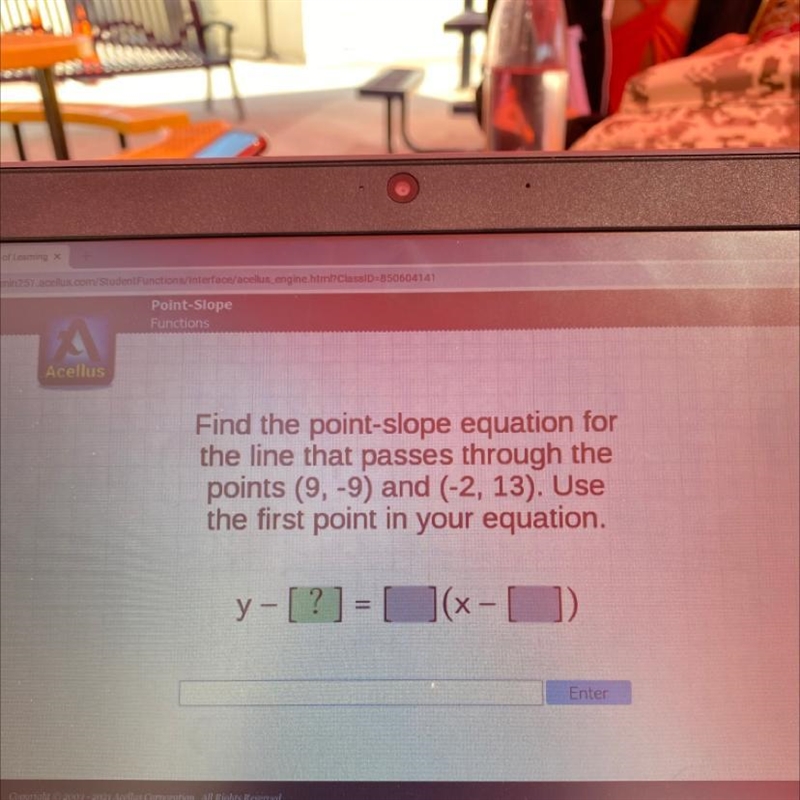 Acellus Find the point-slope equation for the line that passes through the points-example-1