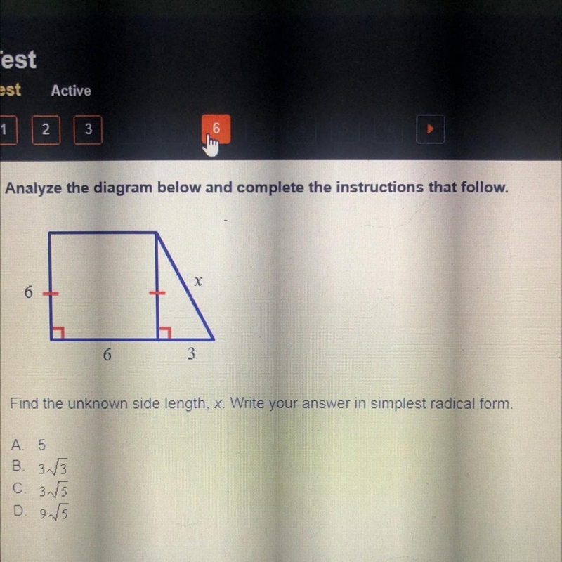 Analyze the diagram below and complete the instructions that Find the unknown side-example-1