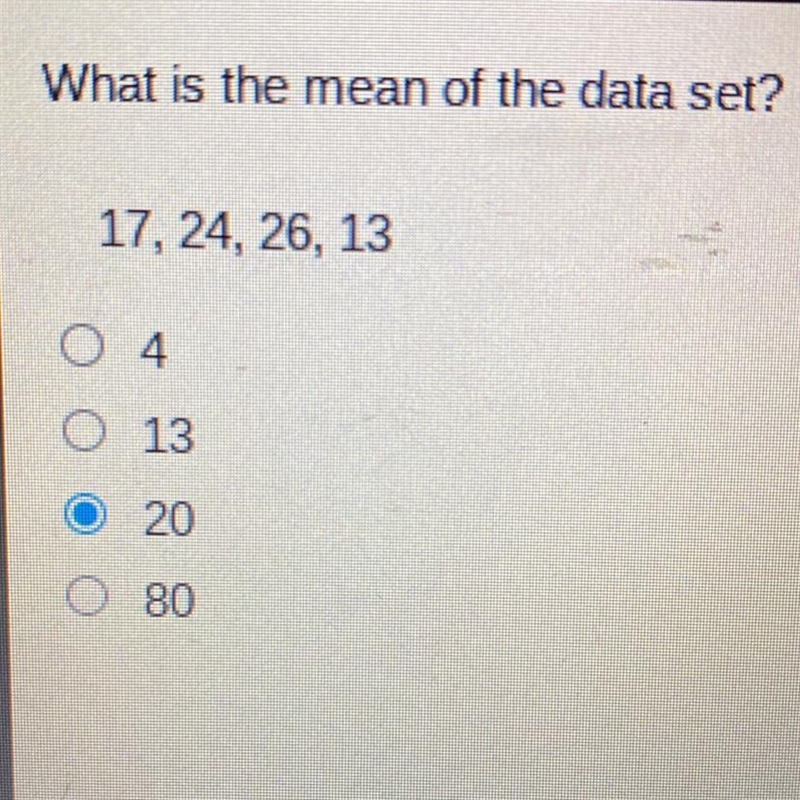 What is the mean of the data set? 16, 24, 26, 13-example-1