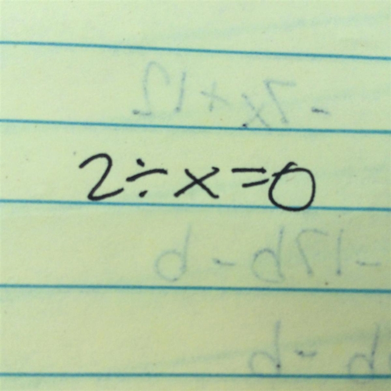 2 divided by x = 0 What is x?-example-1