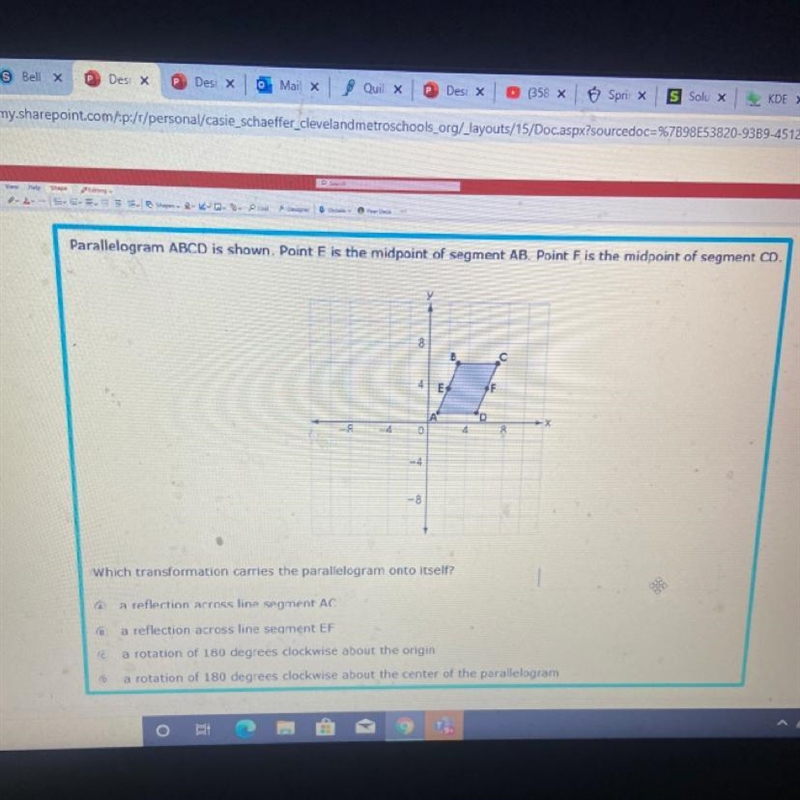 Which transformation carries the parallelogram onto itself?-example-1