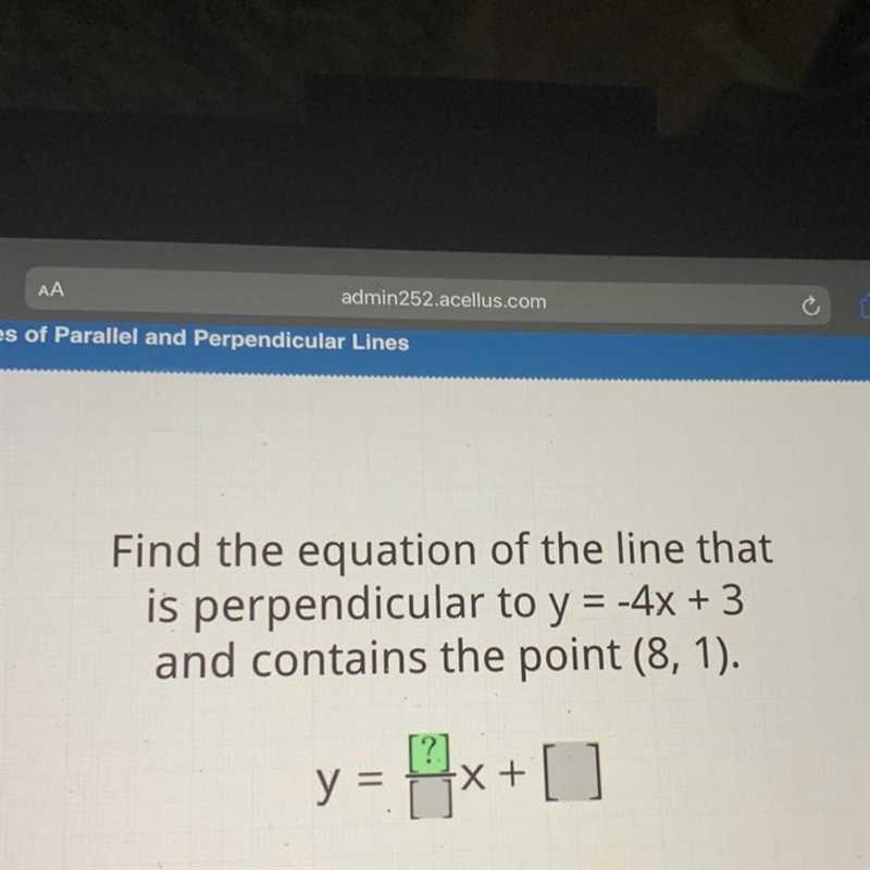 Slope of parallel and perpendicular lines-example-1