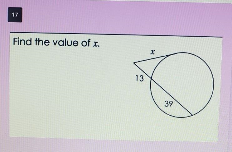 Find the value of x. x 13 39​-example-1