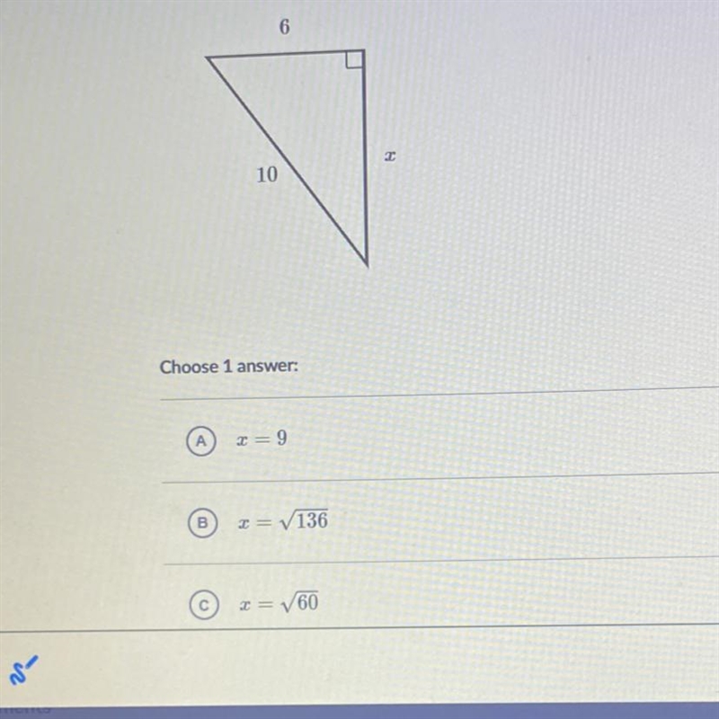 PLSSS FASTT Find the value of X ? Choose 1 answer: Or D) X=8-example-1