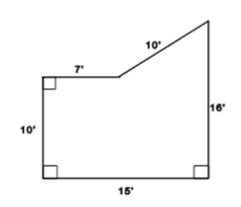 Tim has an irregularly shaped garden, as shown below. What is the area of his garden-example-1