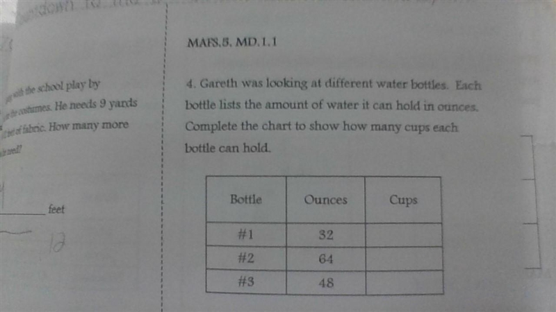 Gareth was looking at different water bottles. each bottle lists the amount of water-example-1