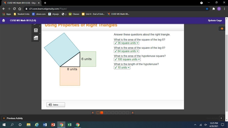 3 squares are positioned to form a triangle. The small square is labeled 6 units, medium-example-1