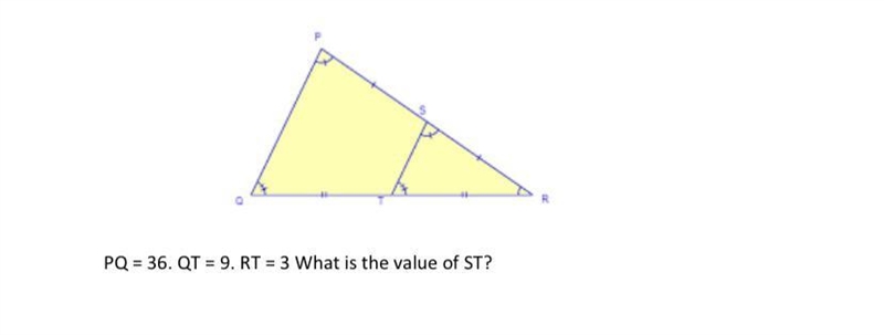 ￼help Find value of ST, Geometry problem-example-1