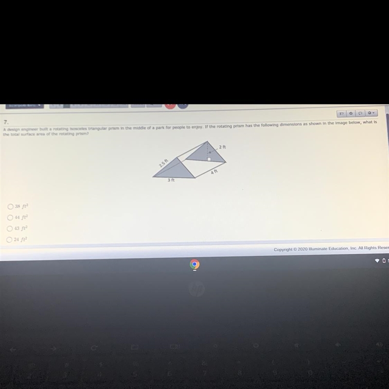 7. A design engineer built a rotating isosceles triangular prism in the middle of-example-1