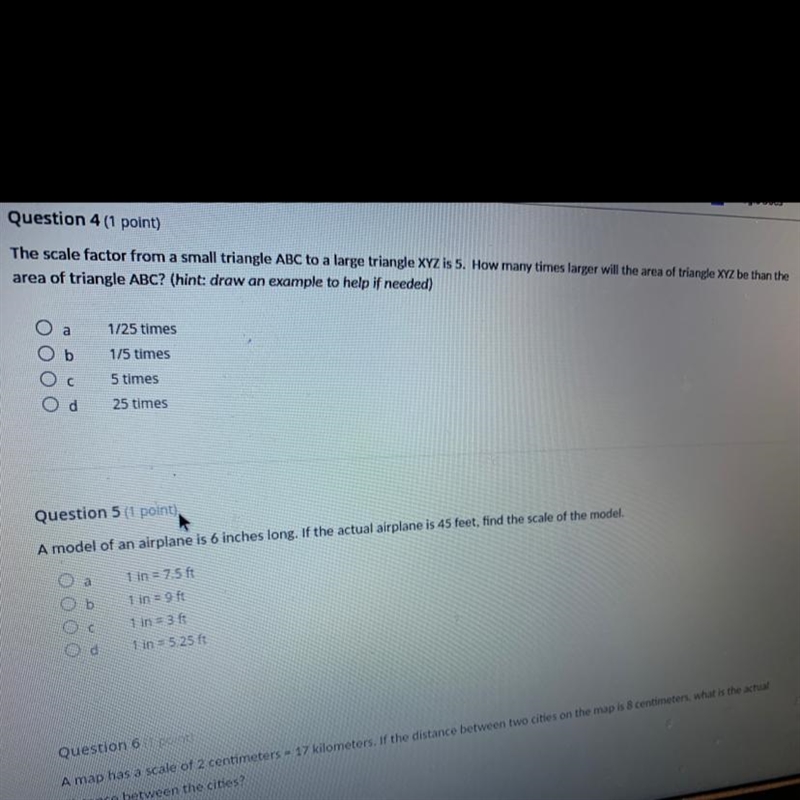 The scale factor from a small triangle ABC to a large triangle XYZ is 5. How many-example-1