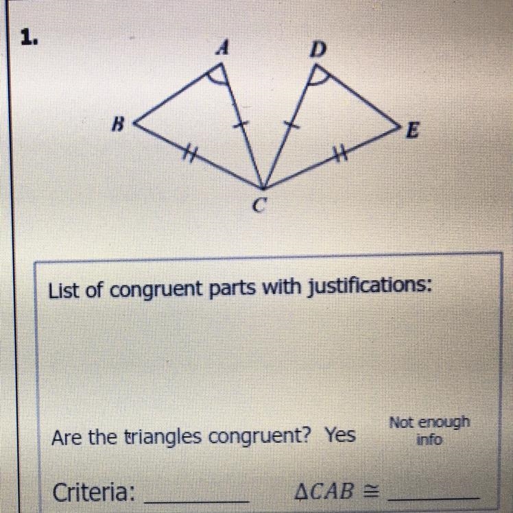 Is this triangle congruent?-example-1