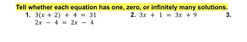 Tell how many solutions each one has-example-1