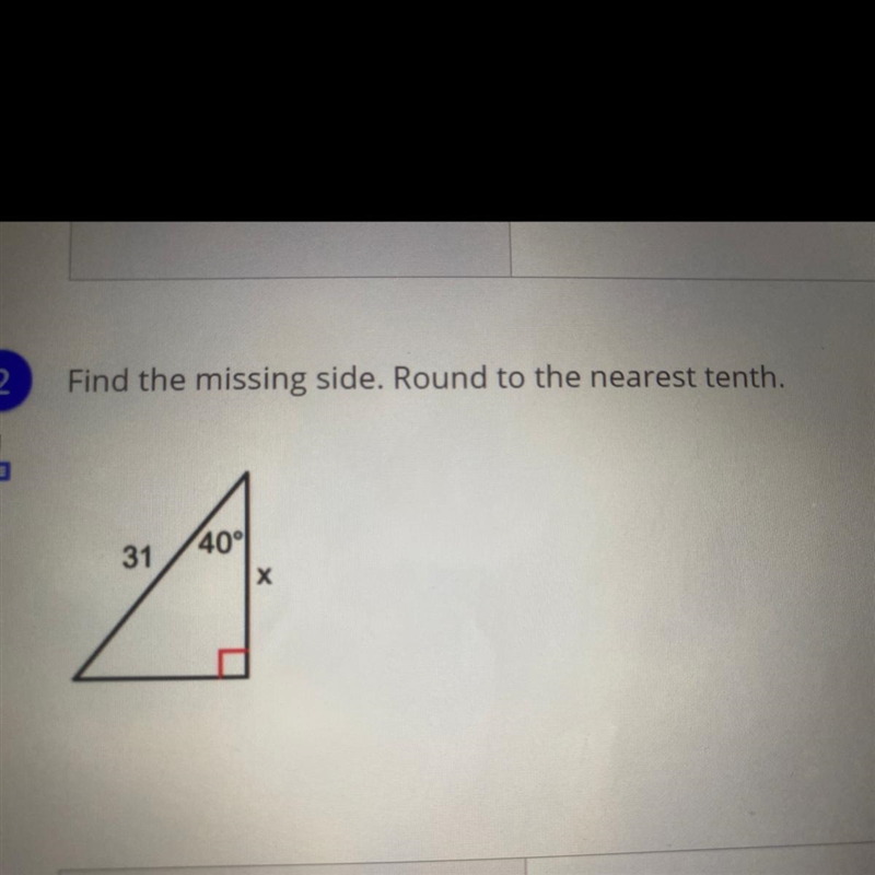 Find the missing side. Round to the nearest tenth.-example-1