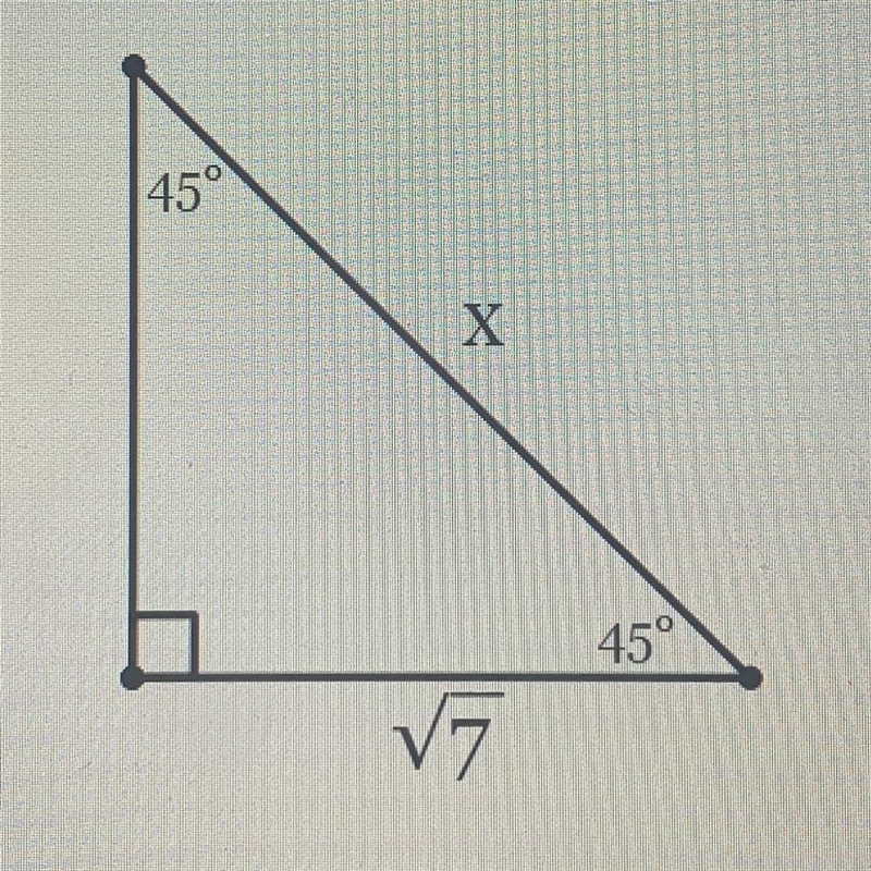 Find the length of side x in simplest radical form with a rational denominator.-example-1