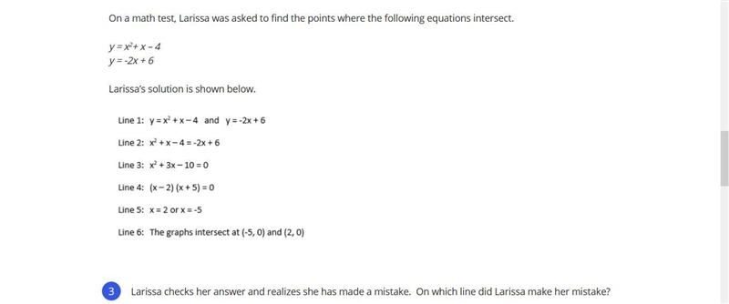 PLEASE HELP ASAP !!!! Explain Larissa's mistake using 1-3 complete sentences.-example-1