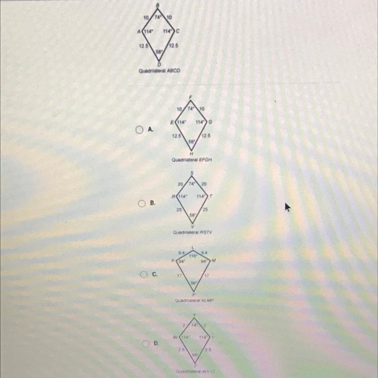 Which quadrilateral makes this statement true? Quadrilateral ABCD :-example-1