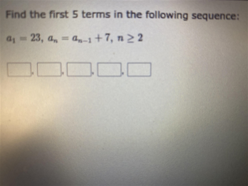 Find the first 5 terms in the following sequence:-example-1