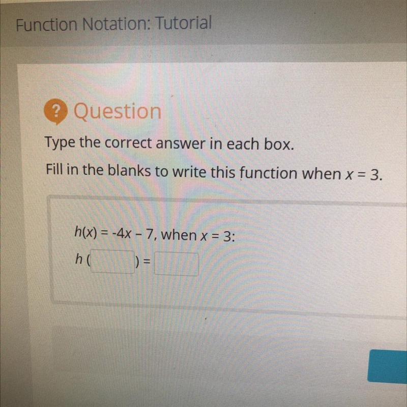 H(x)=-4x-7, when x=3 h( blank)=blank-example-1