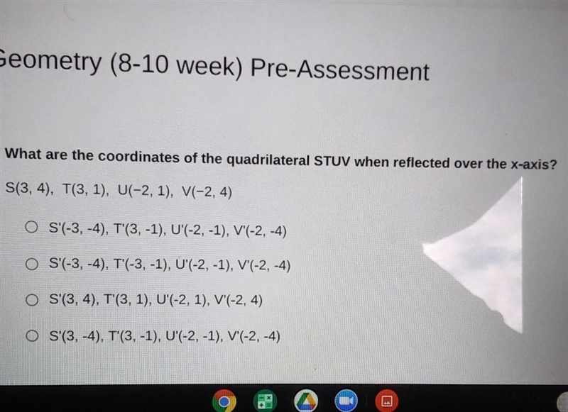 What are. the coordinates of the quadrilateral STUV when reflected over the X-axis-example-1