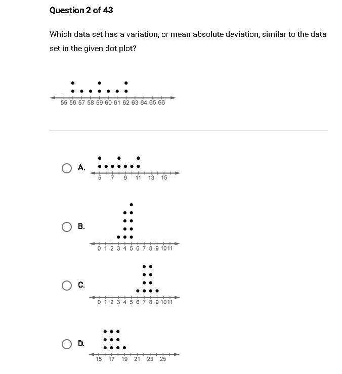 which data set has a variation, or mean absolute deviation, similar to the data set-example-1