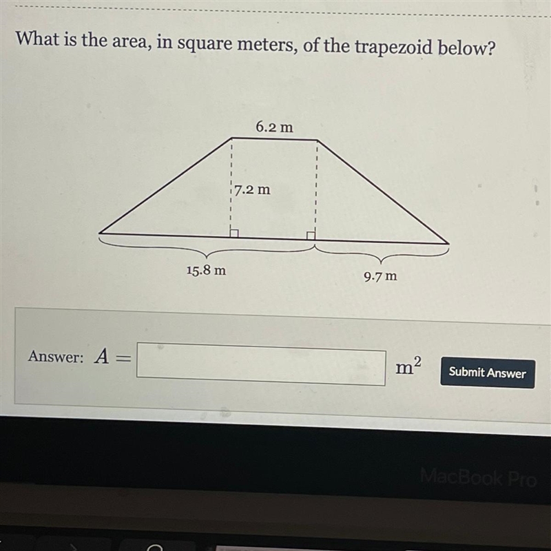 What is the area, in square meters, of the trapezoid below-example-1