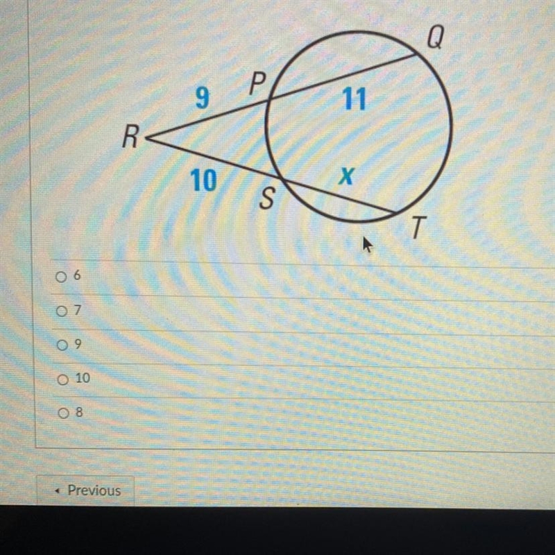 Find x answer choices 6 7 9 10 8-example-1