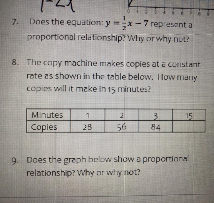 Does the equation: y = x - 7 represent a proportional relationship? Why or why not-example-1