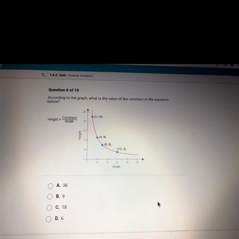 According to the graph, what is the value of the constant in the equation below?-example-1