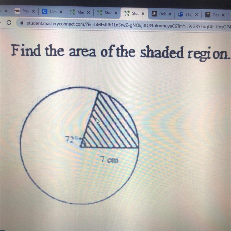 1. Find the area of the shaded region.-example-1