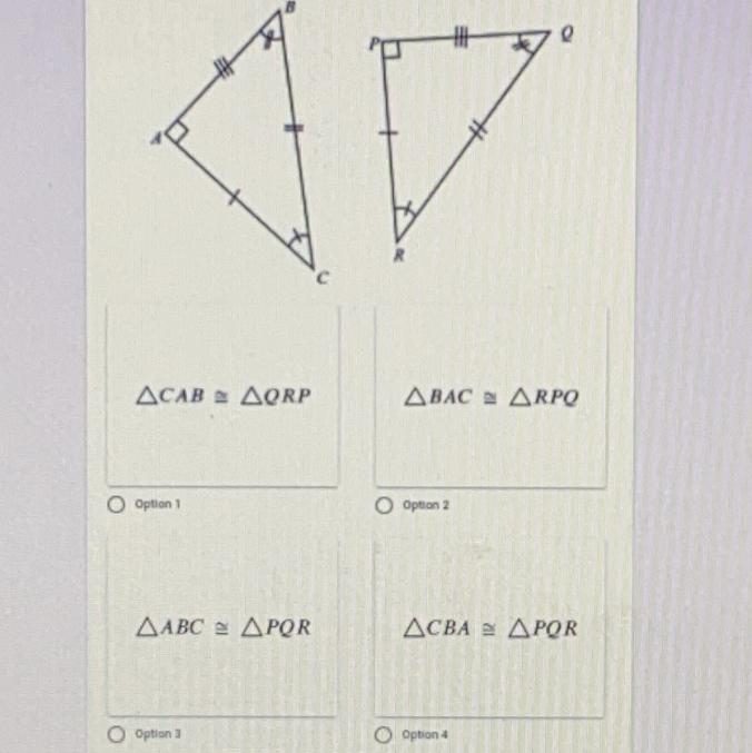 Which correct congruent statement is true for the triangles below???-example-1