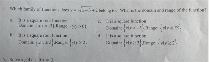 What is the domain, range, and function of y=absolute value of x-3 +2-example-1