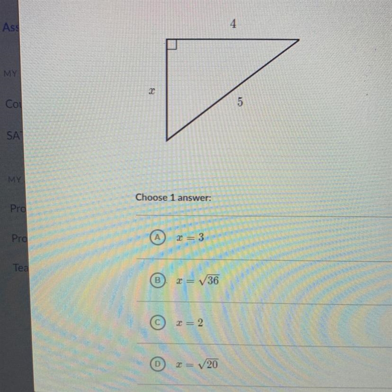 Find the value of x in the triangle shown below￼-example-1