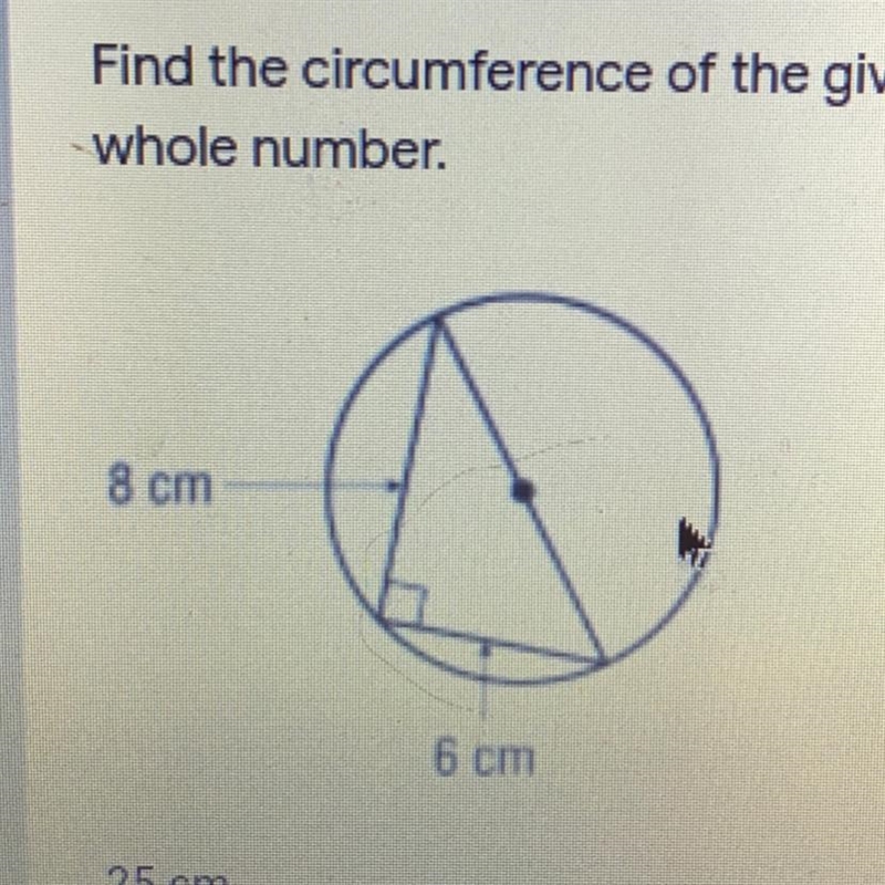 Find the circumference of the given circle. Round your answer to the nearest whole-example-1