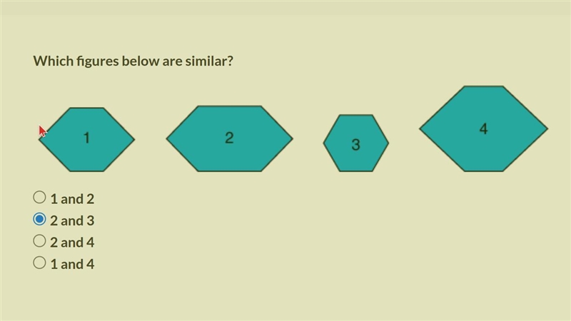 Which figures below are similar? 1 and 2 2 and 3 2 and 4 1 and 4-example-1