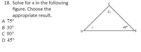 Solve for x in the following figure. Choose the appropriate result.-example-1