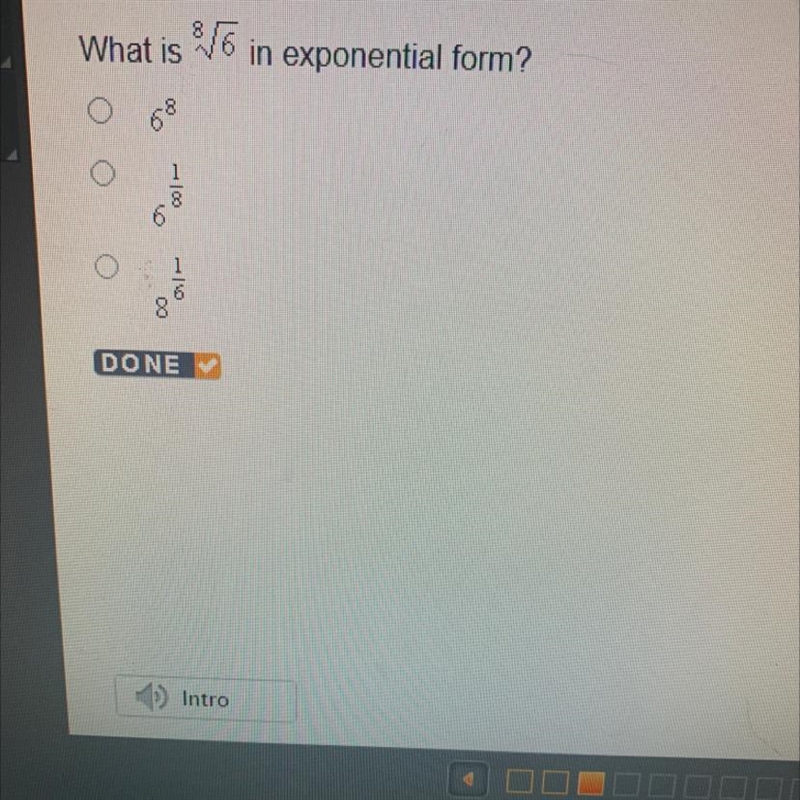 What is 8^ sqrt 6 in exponential form?-example-1