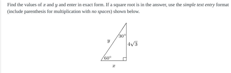 Anyone know the answer to this problem (find the values of x and y)-example-1